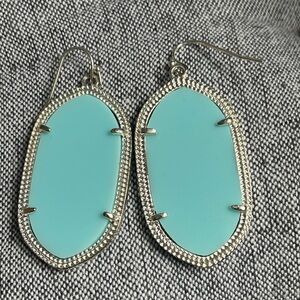 Aqua turquoise acrylic and silver drop earrings